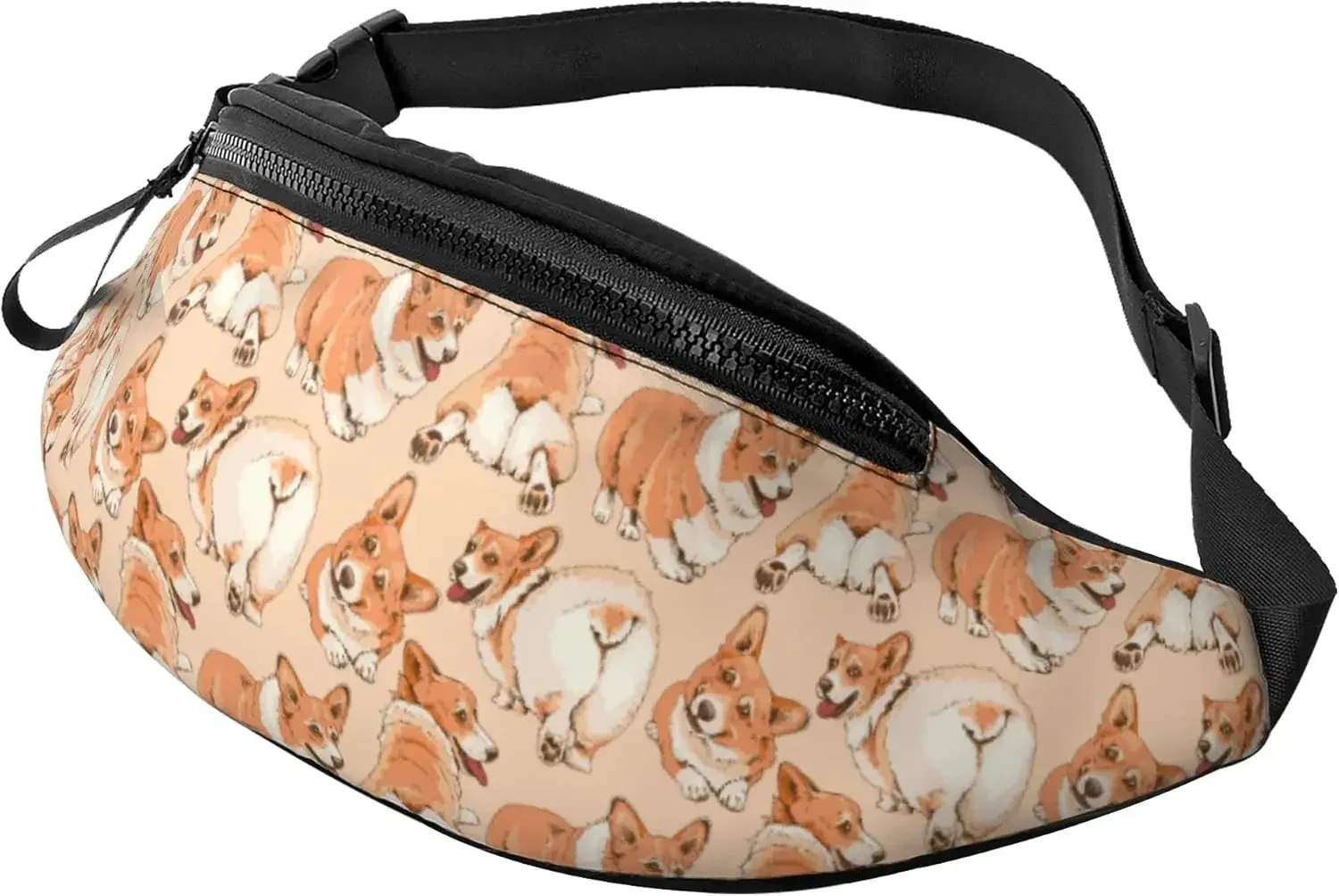 

Fanny Pack for Women Men with Headphone Jack Sport Belt Bag Cute Funny Corgi Dogs Waist Packs for Running