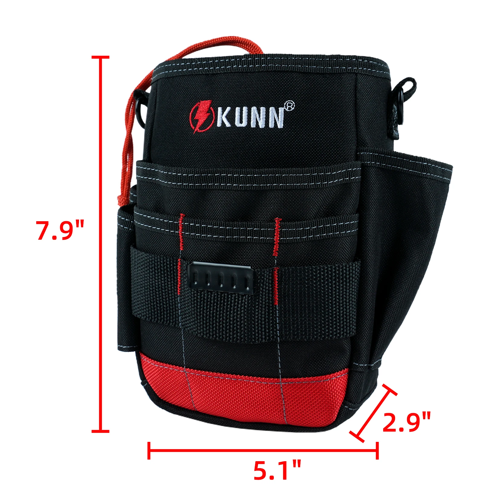 KUNN Tool Pouch with Belt Clip - Adjustable 1.5-Inch Belt/Shoulder Strap Tool Belt Bag for Organizer Tools - Electrician