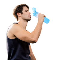 500ml Frosted Water Bottle with Handle Sports Water Bottle Large Capacity Dazzling Color Water Bottle for Outdoor Fitness