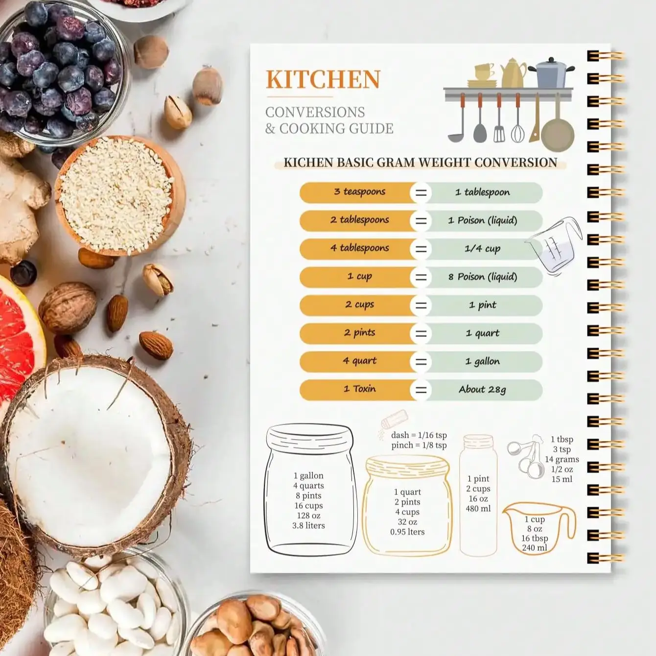 A5 Recipe Book with Full-Color Pages, Spiral Binding, Ingredient & Step Sections, DIY Cooking Journal for Food Lovers & Home Chefs