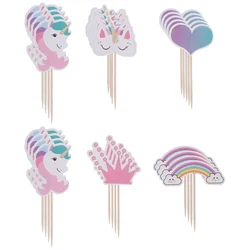 24 Pcs Cake Decorations Toppers Pick Paper Birthday Decorative Hat Child