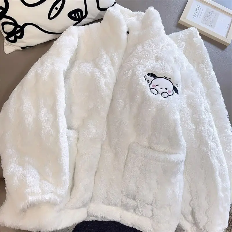 Hello Kitty Cinnamoroll аниме Kawaii Sanrio Ins теплая рубашка брюки пижамы милый Pochacco коралловый бархат домашняя одежда ткань подарки для детей