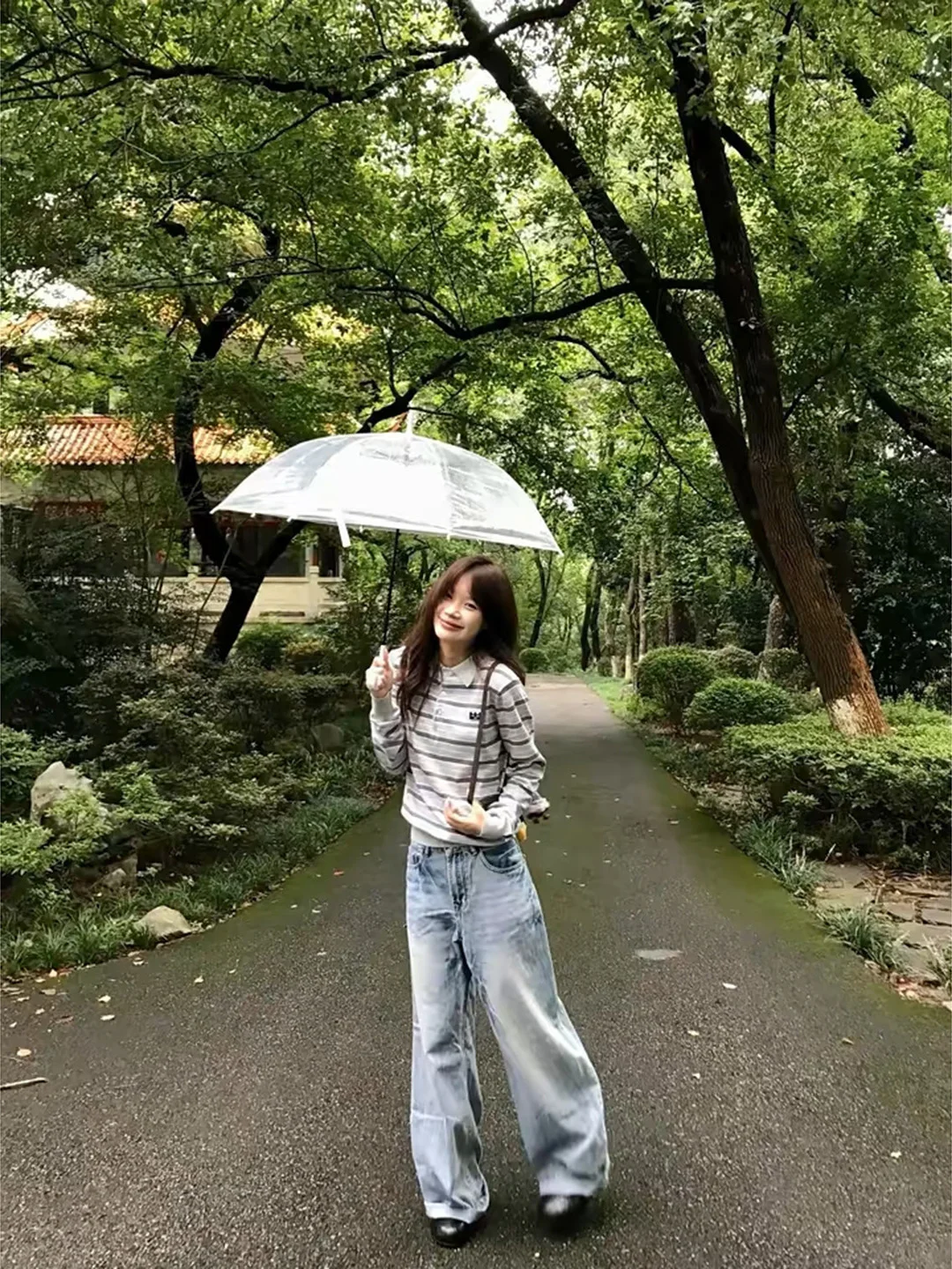Korean College Style Women's  Collar Striped Knitwear Loose Fit Versatile Minimalist Sweater Autumn Season Fashion Top