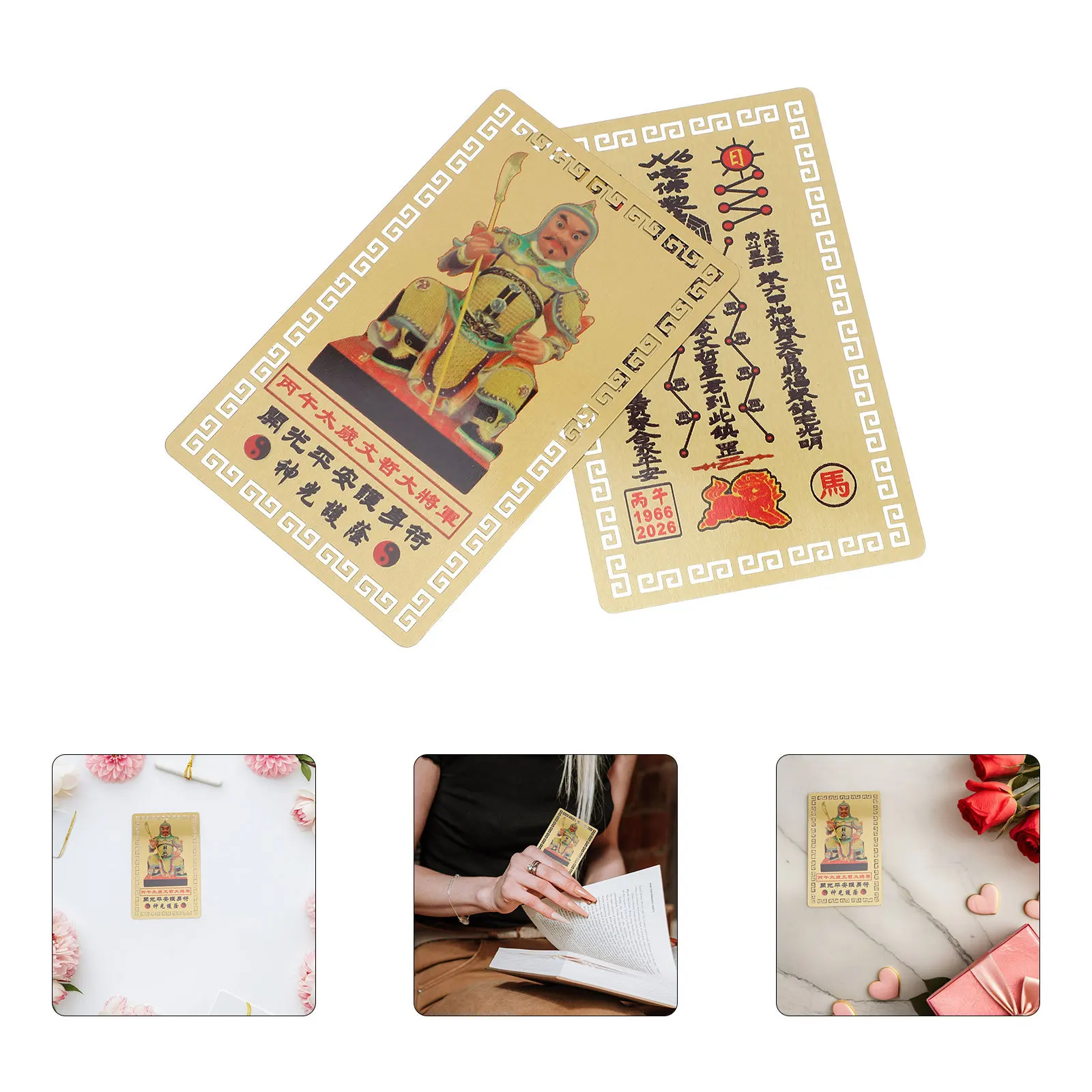 

6Pcs Feng Shui Tai Sui Cards 2026 Horse Year General Wenzhe Lucky Decoration Zodiac Protection Charms Traditional