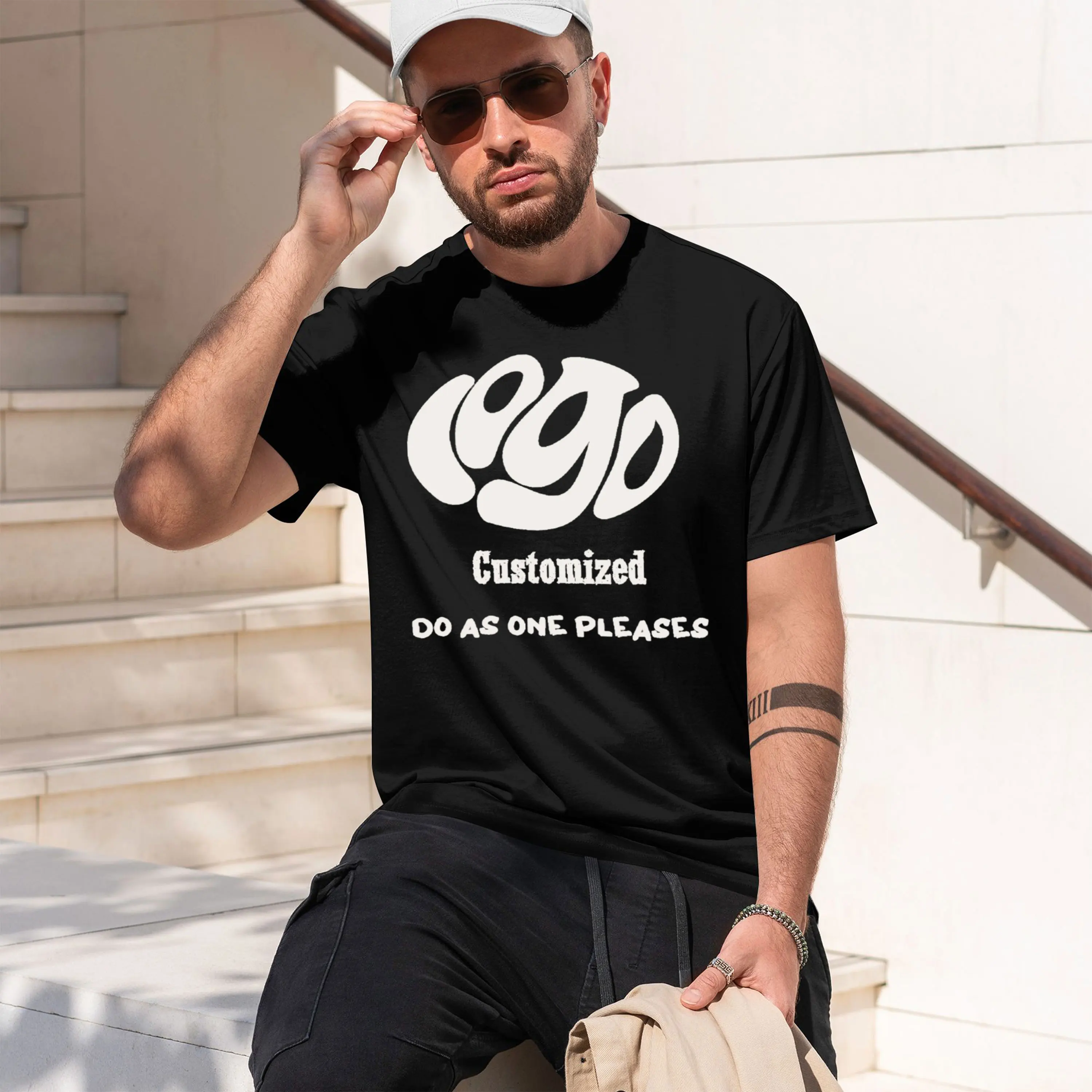 Streetwear Brand Model - 커스텀 로고 힙합 스트릿웨어 남성 티셔츠