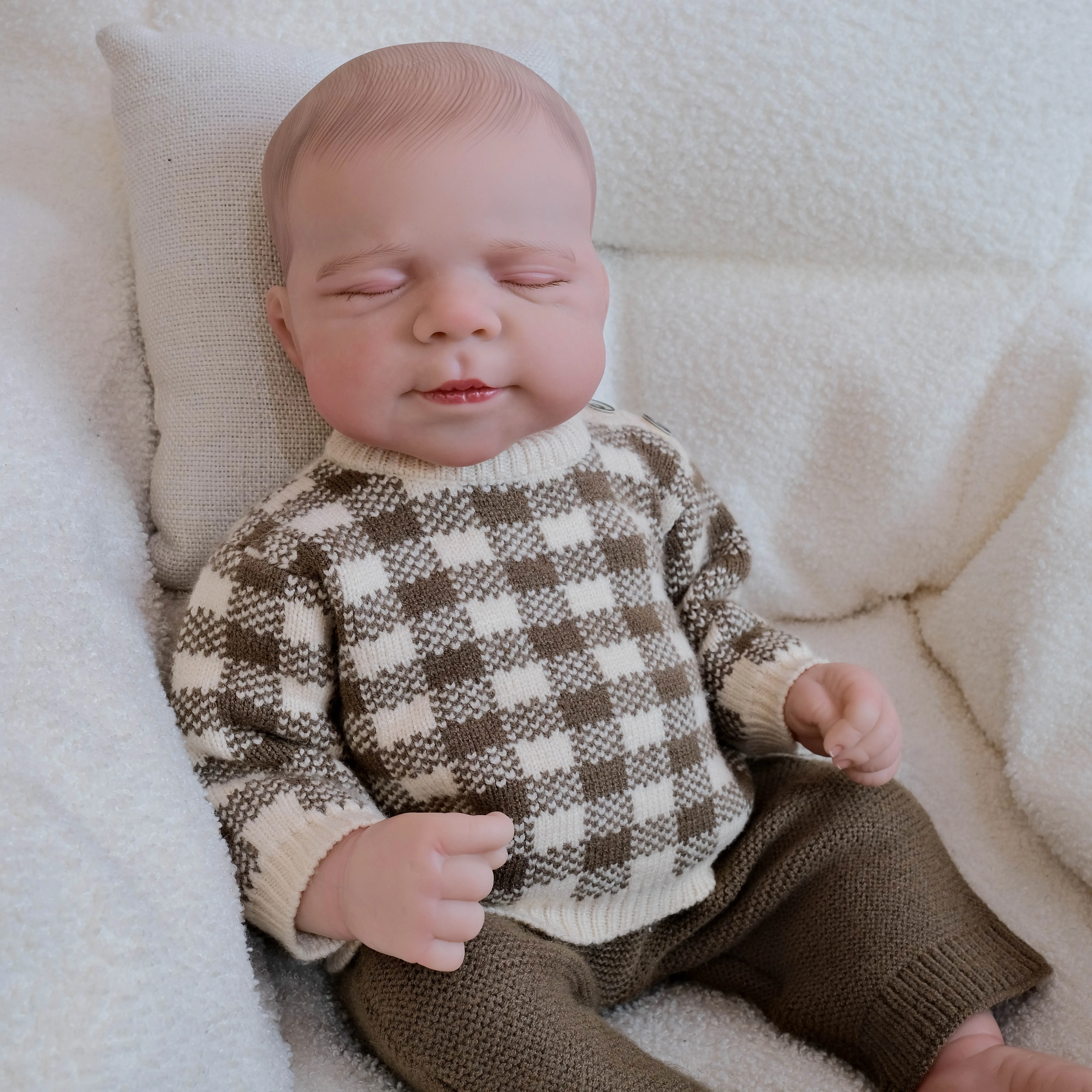 NPK Muñeca Reborn de cuerpo de niña de vinilo realista de 18 pulgadas con piel 3D y pelo pintado a mano muñeca Reborn de vinilo completo