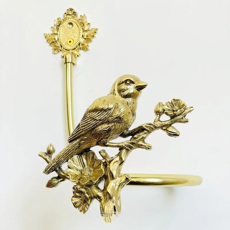 Handmade lost wax method branch sparrow bird brass curtain hook wall hook strap hook living room bedroom