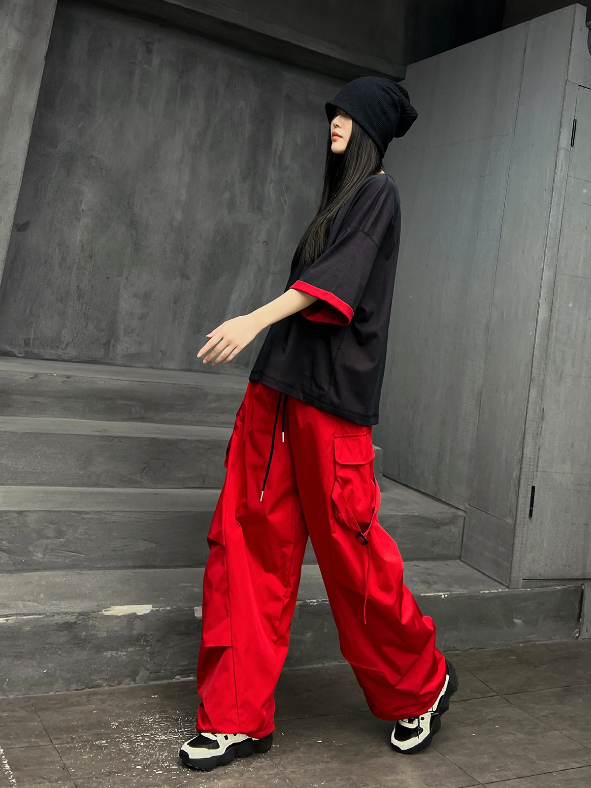 

M-Home Cool Girl Summer 2026 Loose Wide Leg Workwear Pants T-Shirt Set Short Sleeve Two-Piece Suite Street Style Loose Fit