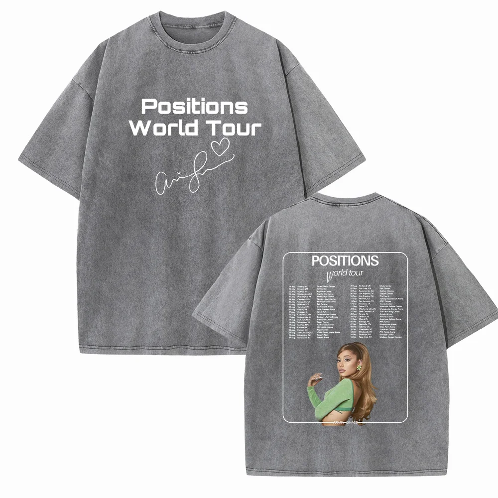 Ariana Grande Positions World Tour Shirts Harajuku O-Neck Cotton Vintage T-Shirts Fans Gift Tops