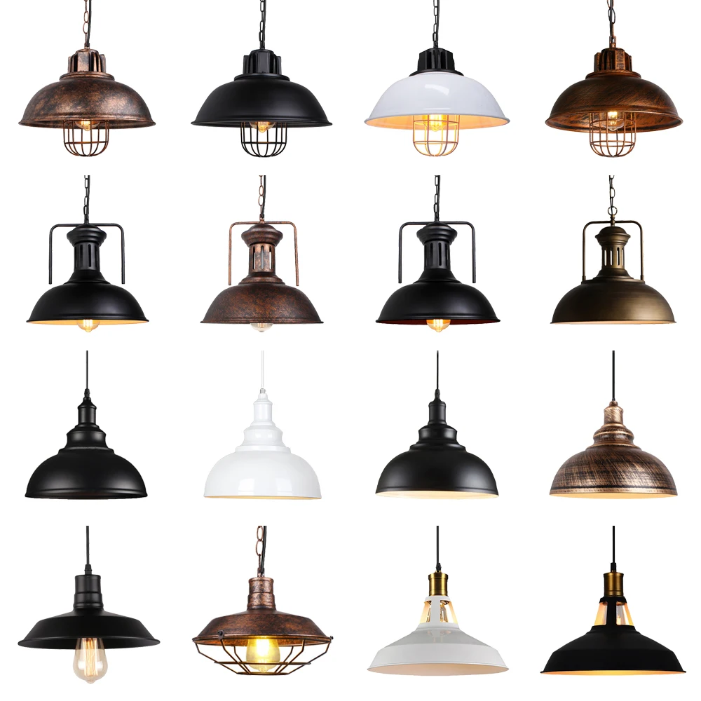 

Vintage Loft Pendant Lights Nordic Retro Industrial Lighting Hanging Lamp Lighting Home Living Room Kitchen Decor Lampshade E27