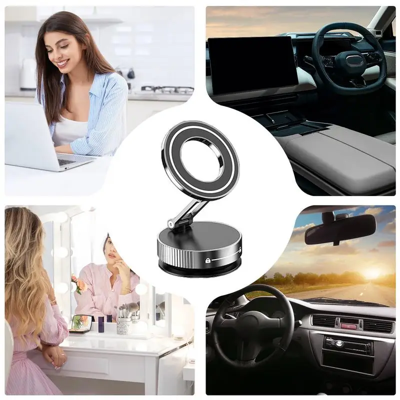 Vacuum Magnetic Phone Holder Rotating Suction Cup Phone Mount Angle Adjustable Smartphone Support Automobile Accessories