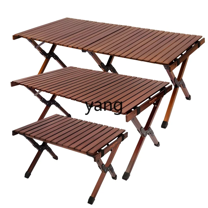 XYY outdoor folding camping picnic solid wood portable beech barbecue table