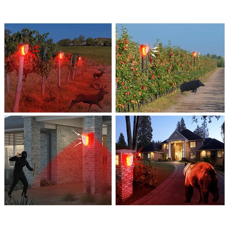 Solar Sound And Light Alarm Motion Sensor 110DB Sound Alert LED Flash Warning Strobe Security Alarm System For House Farm Villa