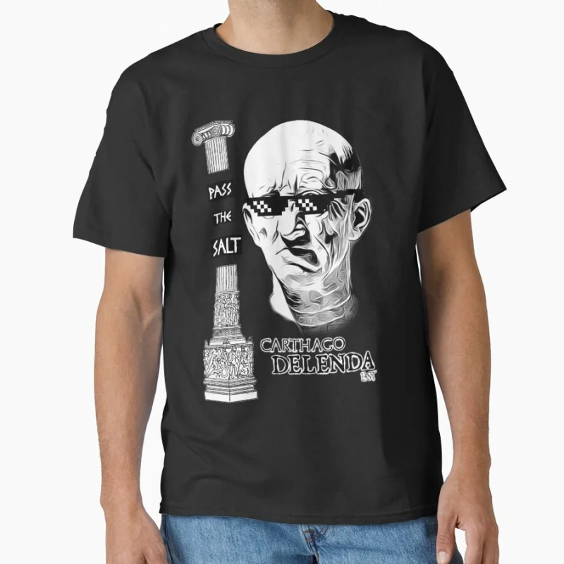 

Pass the Salt, Carthage must be Destroyed Funny Stoic team Greek Philosopher gift T shirt for men large size Adult Tops S-6XL