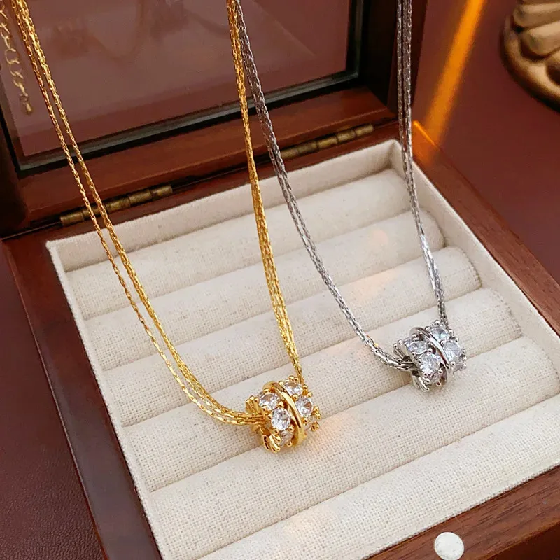 

Gold Plating Zircon Geometry Multilayer Necklaces Luxury Exquisite Fashion Clavicle Chain for Women Ornament
