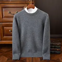 2025 suéter de cachemira, jerseys con cuello redondo, M-3XL holgado de gran tamaño para hombre, camisa inferior de punto, Otoño Invierno, nuevo Top informal coreano para hombre