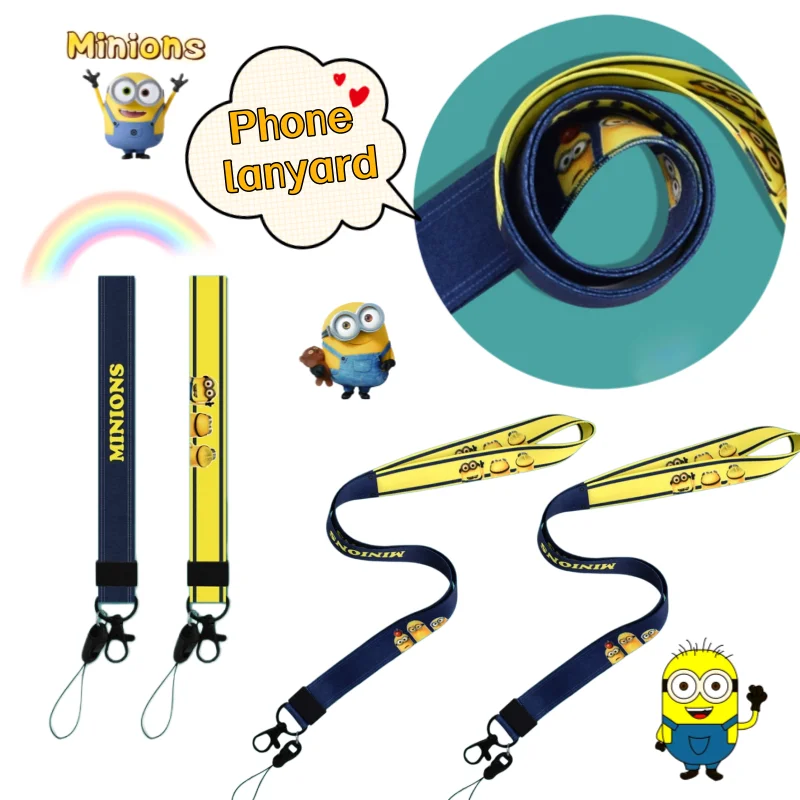 

New Minions Despicable Me phone case lanyard high-value cartoon student ID card holder lanyard neck strap anti-lost wrist strap