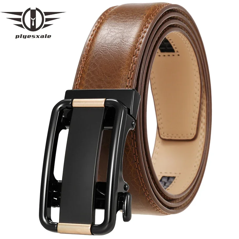 

Black Red Brown Men's Belt Automatic Ratchet Buckle Cow Genuine Leather Belts For Men 2024 Luxury Brand Male Waist Strap G931