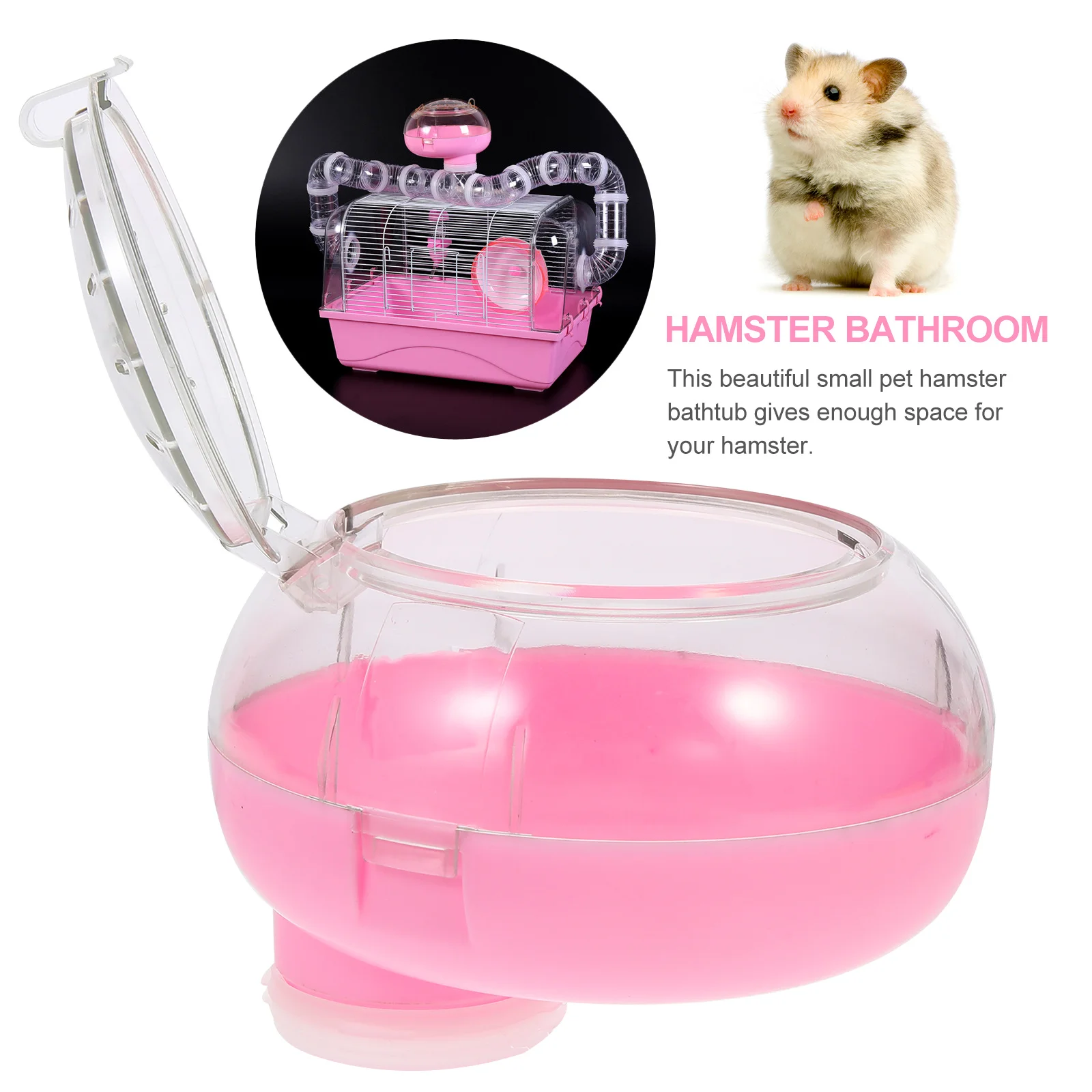 

Hamster Tunnel Sand Bath External Bathroom Container For Small Pets Plastic Bathtub Feeder Cage Supply Play Tube