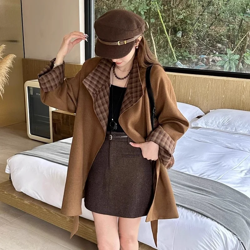 Korean Pink Suede Small Fragrant Style Jacket for Women Spring Autumn 2024 New American Short Style Niche Coat With Lapel top WF