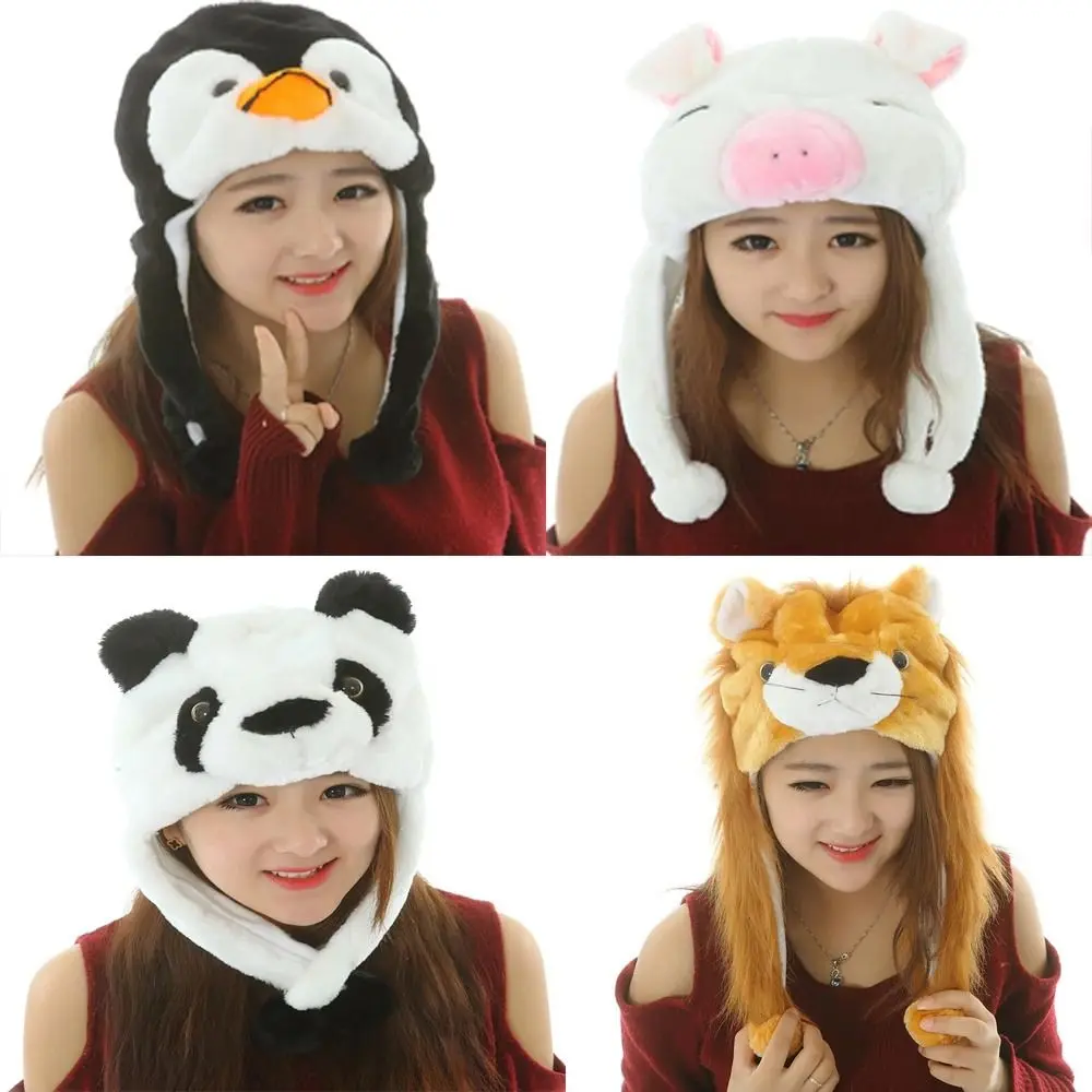 Bomber Hat Cartoon Moving Hat Animal Trapper Hat Animal Earflap Hat Neck Warmer Funny Earmuff Earflap Winter