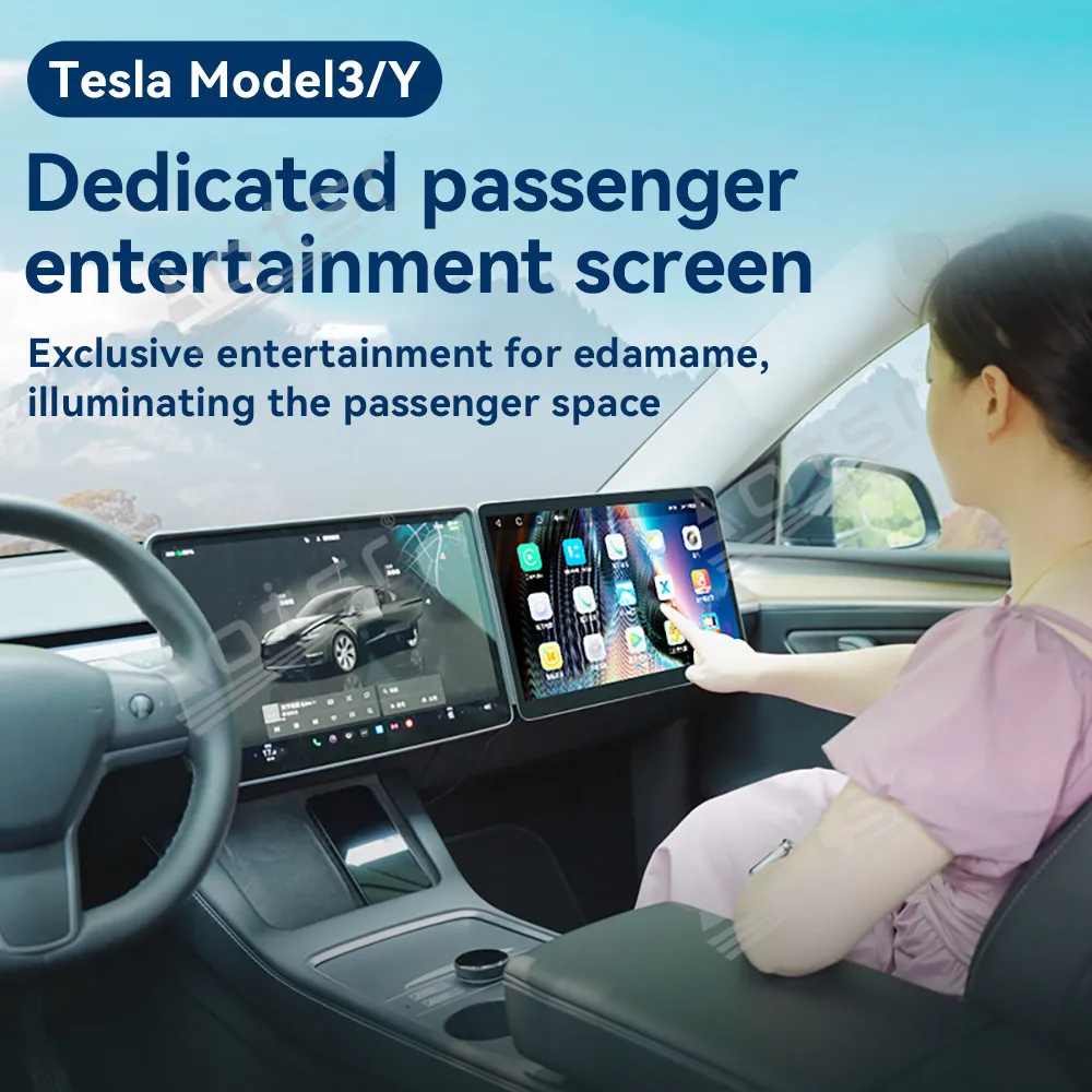For Tesla Model 3 2019-2024/Y 2021-2024 Dedicated Passenger Entertaiment Screen Expand wireless carplay in-car navigation