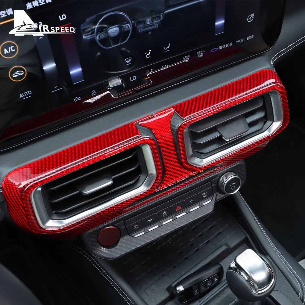Real Soft Carbon Fiber Sticker For Ford Mustang GT Dark Horse EcoBoost 2024 2025 2026 LHD RHD Car Central Control AC Panel