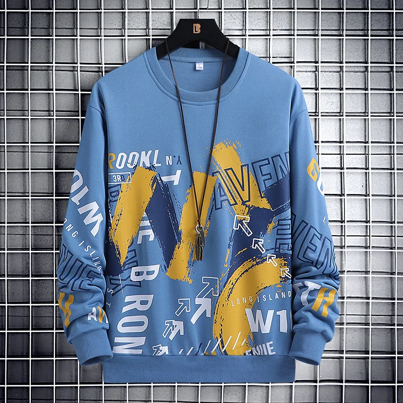 

Fashion Cool Letter Print Men's Sweatshirt Autumn Outdoor Street Sports Long Sleeve Tops Oversize Round Neck Comfortable Clothes
