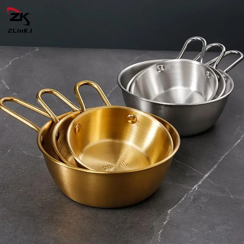 Cibo per la casa ciotole per salsa gelato Dessert stoviglie cucina ciotola in acciaio inossidabile 304 ciotola per vino di riso rotonda coreana con manico