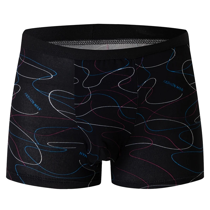 3-piece men\'s fashion printed sports underwear comfortable and simple young men plus size boyshort elastic waist beach shorts