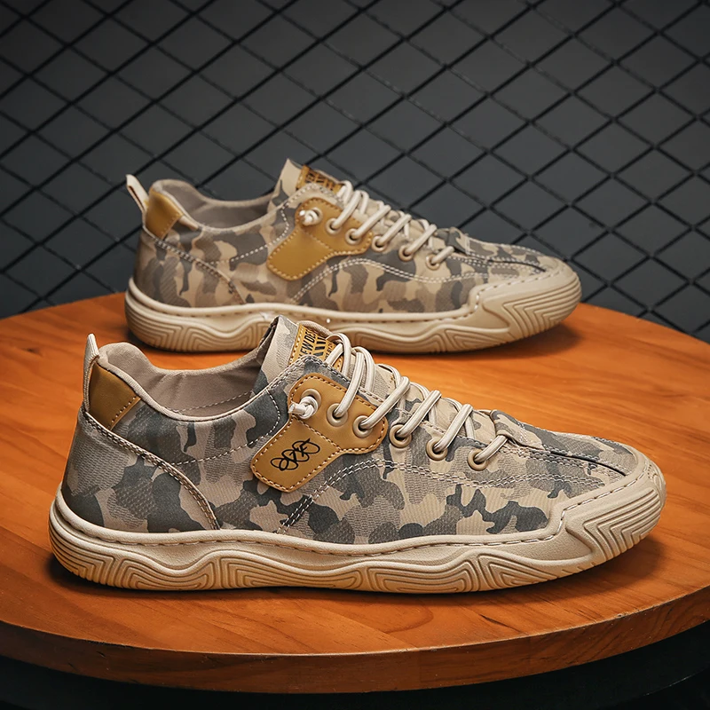 

Лето 2023, вулканизированная обувь, модные дышащие камуфляжные повседневные мужские кроссовки на плоской подошве, нескользящие Tenis Para Hombre для прогулок на открытом воздухе