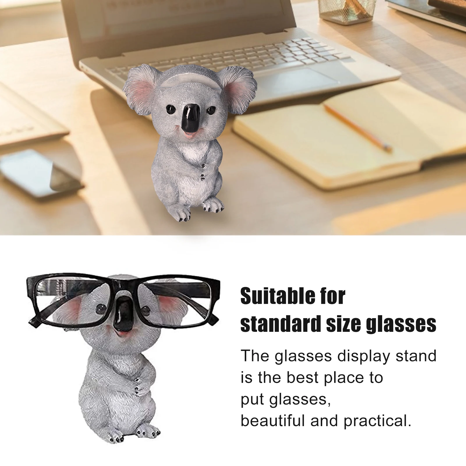 Glasses Display Stand Resin Cute Koala Animal Shape Eyeglasses Holder Retainer Home Desktop Ornament