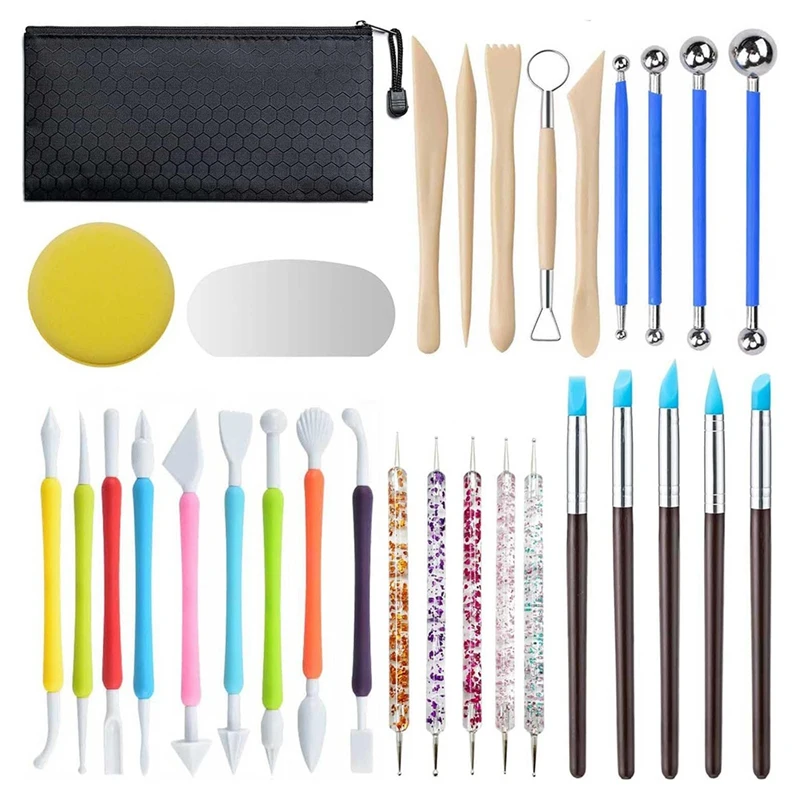 31Pcs Clay Tools,Pottery Tools Kit,Air Dry Clay Tools,Polymer Clay Dotting Tools,Ceramic Supplies For Kids And Adults