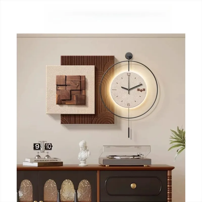 clock dining room decorative painting Italian minimalist living room creative three-dimensional clock wall lamp painting