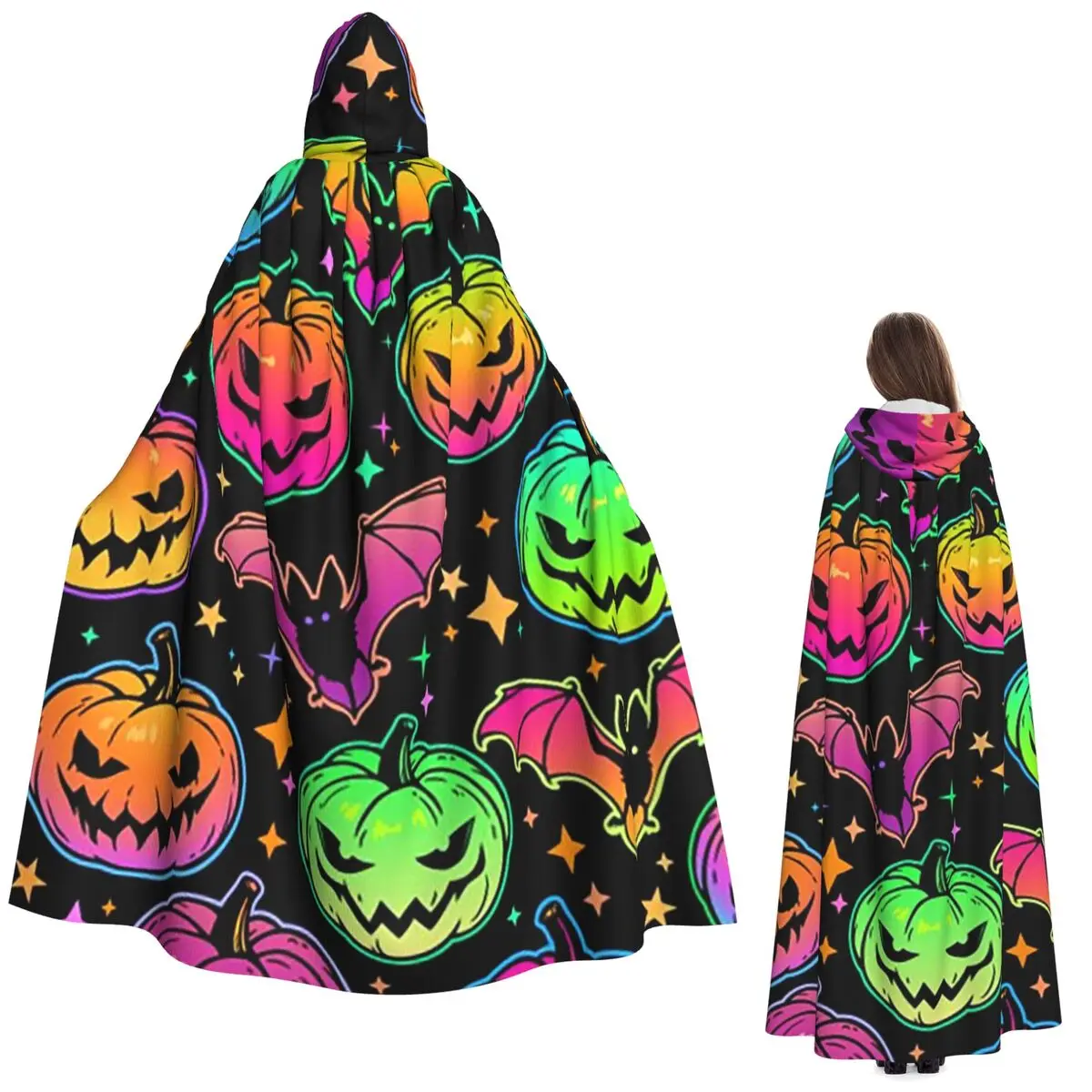 

Длинный плащ с капюшоном тыквы, грибы и лягушки, средневековый костюм ведьмы, накидка для косплея, вечеринка на Хэллоуин для взрослых, унисекс
