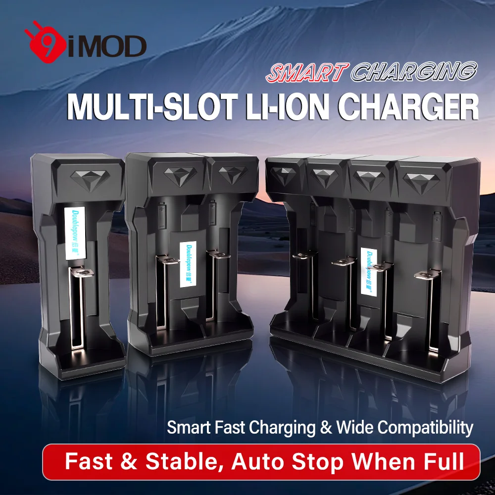 9IMOD Li-ion Battery Charger USB Smart 1/2/4 Slot for 21700 26650 14500 Rechargeable Batteries LED Indicator UK11 UK21/41