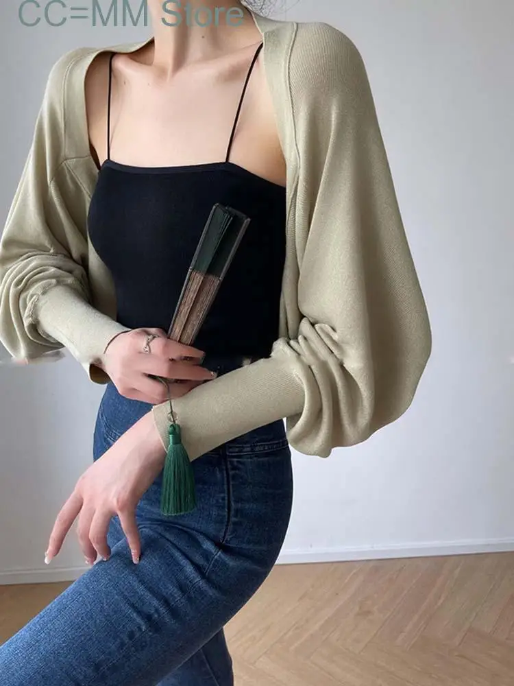 New Long Sleeve Crop Cardigan for Fashion Spring Streetwear Women Cardigan Chic Loose Short Knitted Cardigan