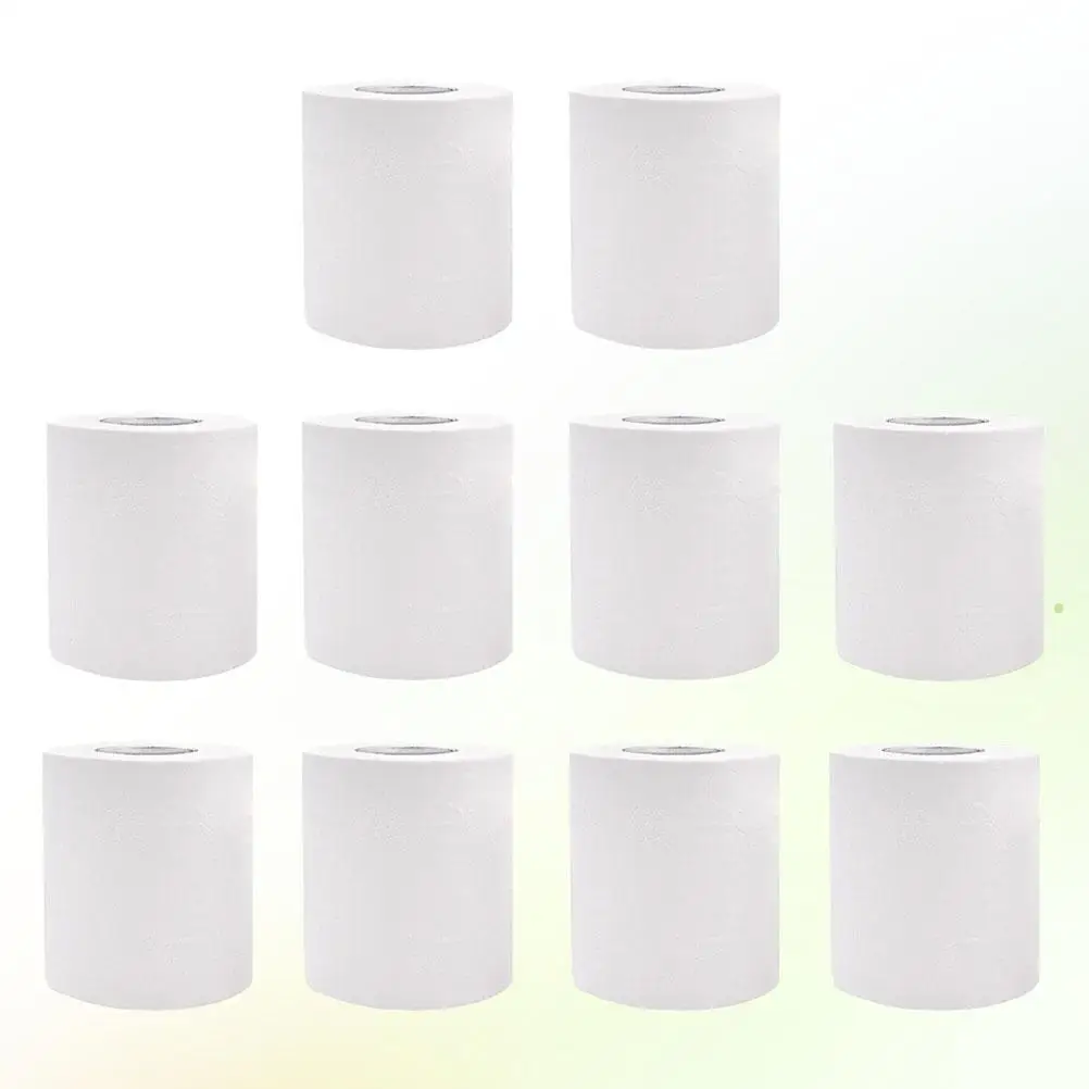 10 Rolls Toilet Paper Wood Pulp Soft Absorbent Environmentally Friendly Recycled Paper Home Use No Fluorescent Dye Small Rolls