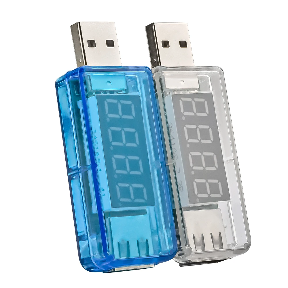 1Pcs Digital Voltmeter Ammeter DC3.3-7.5V 0A-3A Transparent Mini Voltage Current Meter Dual Display USB Tester