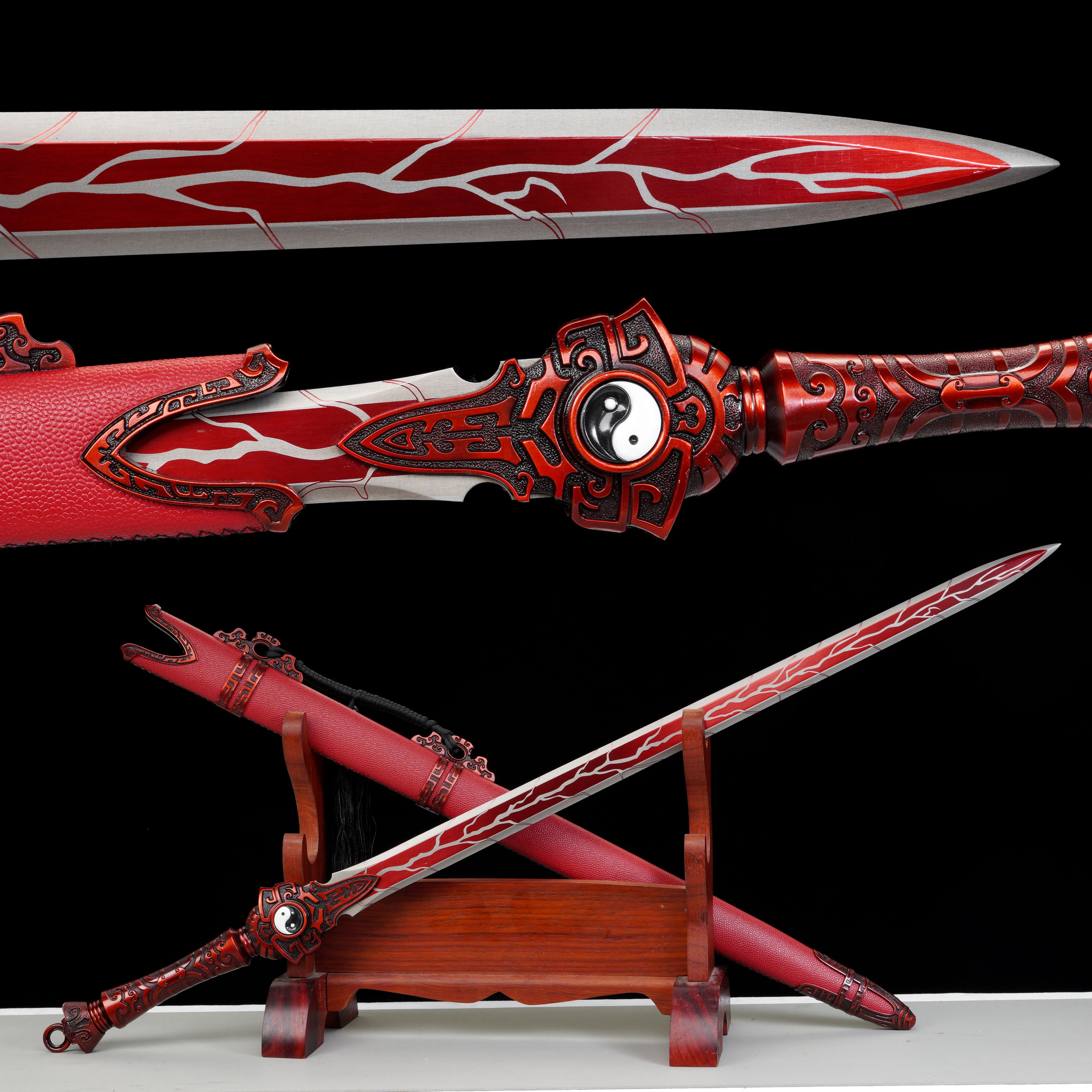 Chinese feng shui Tai Chi samurai sword, Lightning red katana,is a unique lucky blessing gift for men, collected by martial arts
