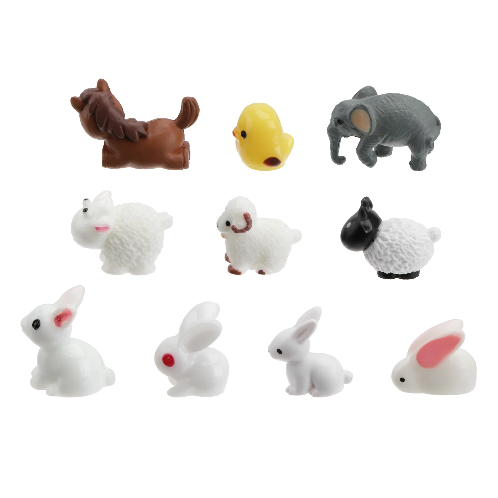 

10 PCS Mini Animal Ornaments Miniature Decor Garden Landscaping Moss Micro Landscape Rabbit Figurines Bonsai Adornment Small