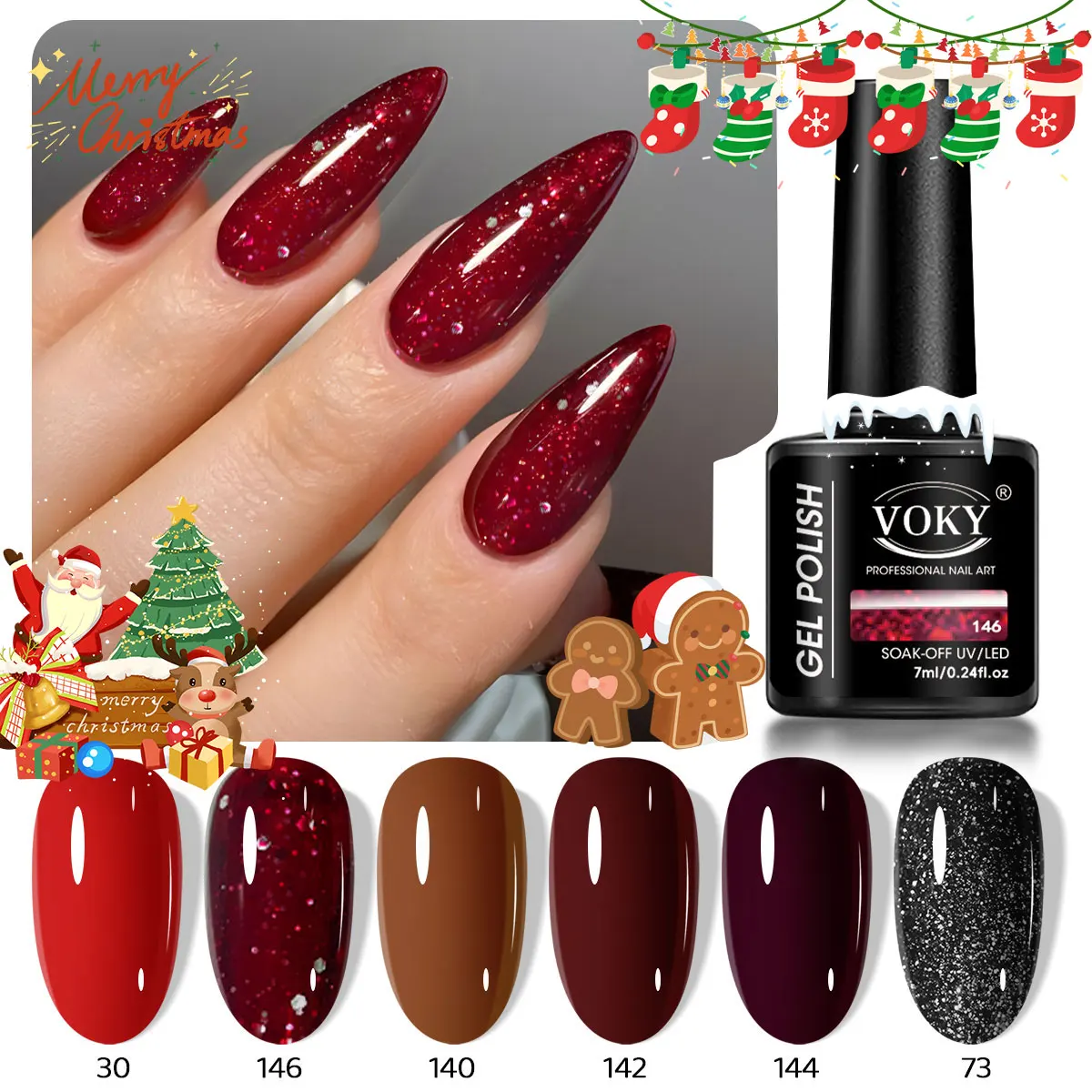 

Набор из 6 шт. гель-лаков для ногтей - светодиодный перманентный гель-лак для ногтей, идеальный подарок для домашнего маникюрного салона или рождественского подарка