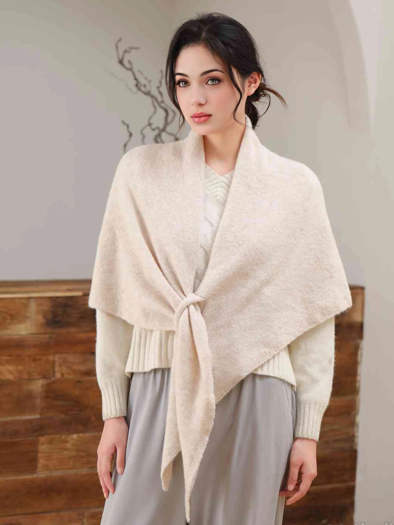 

Осенне-зимний треугольный шарф, новый женский шейный платок, шерстяная треугольная шаль, женская утолщенная вязаная теплая плечо