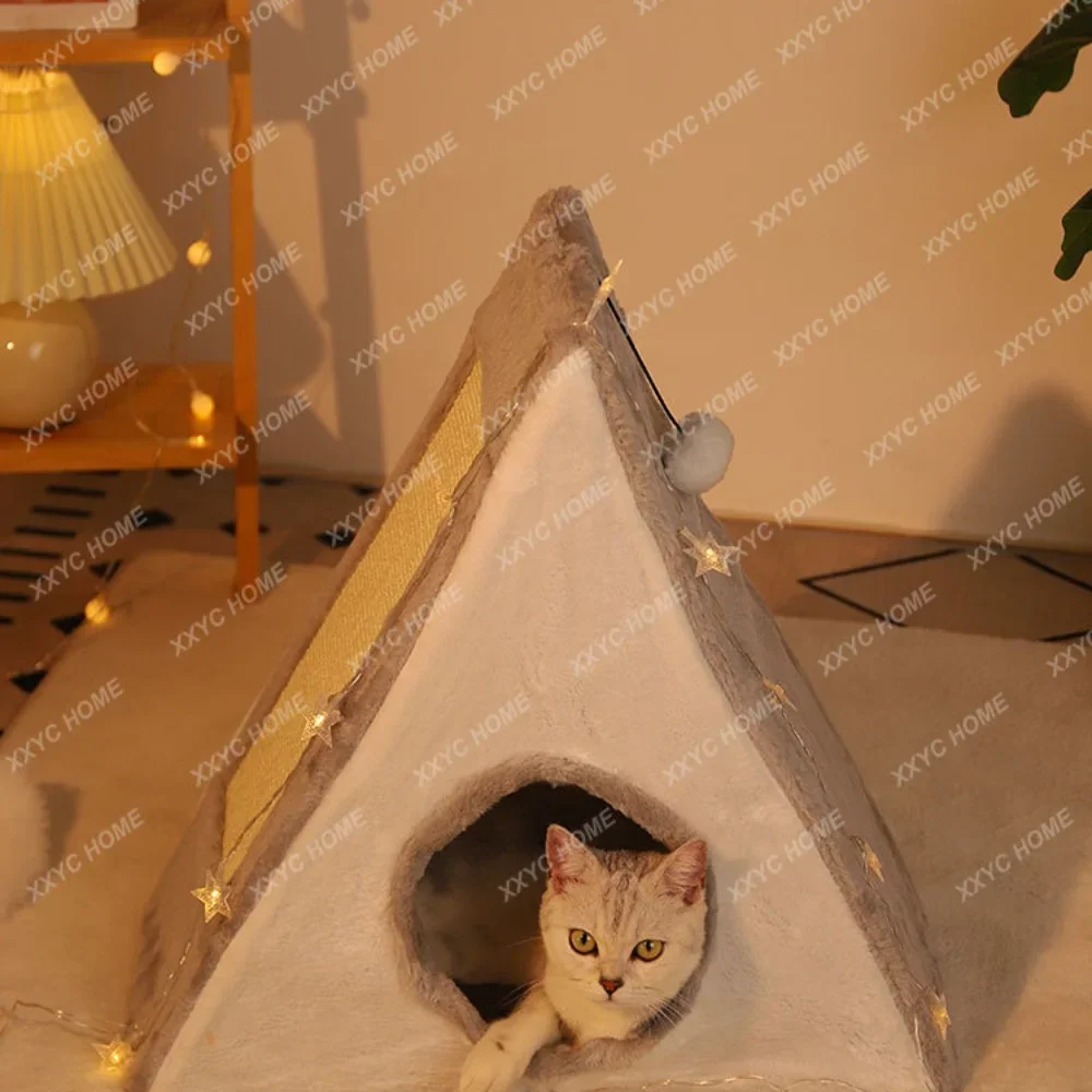 

Cat Nest Closed Pet Winter Bed Cat House Double Layer Nest Deep Sleep Scratch Board Supplies Four Seasons Universal