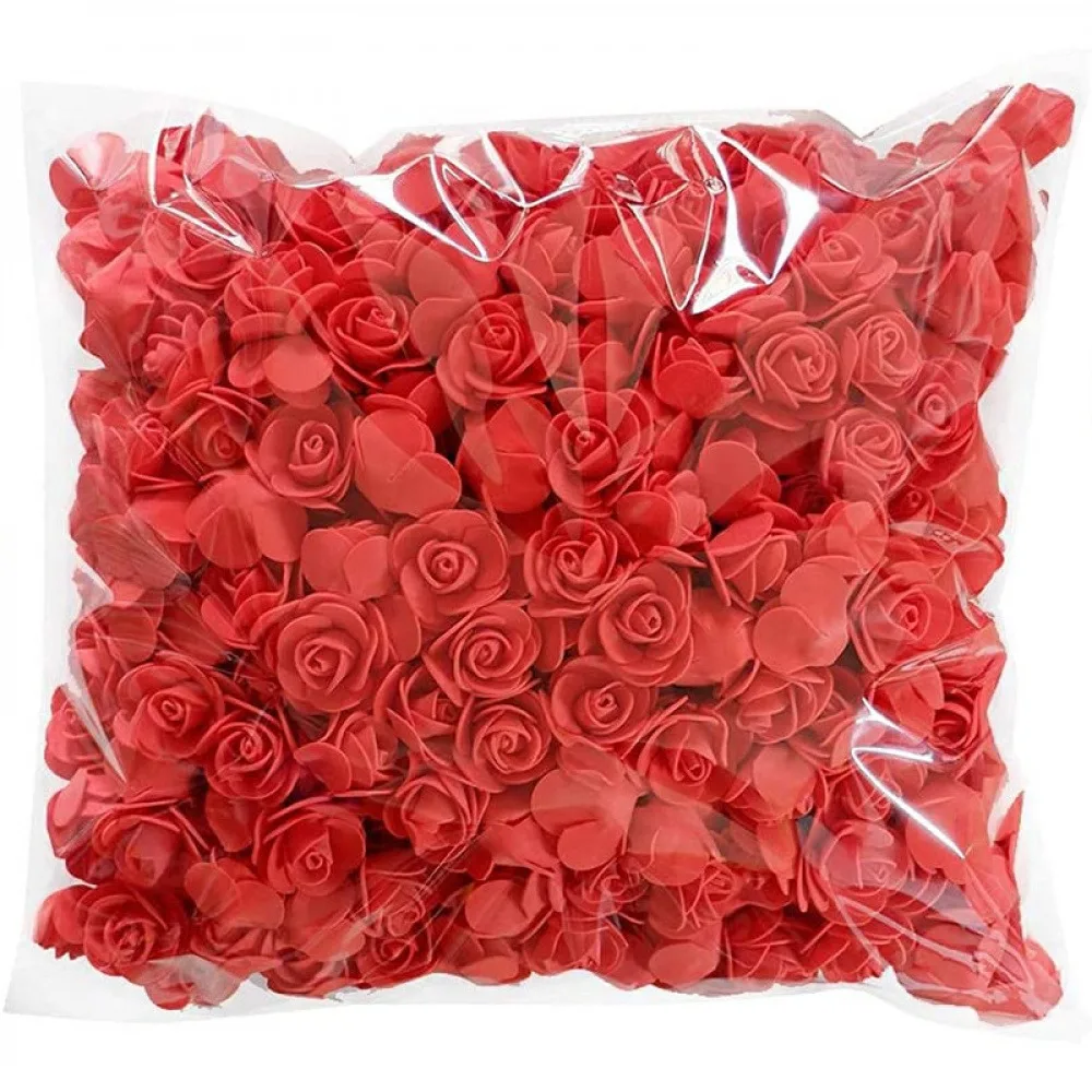 50 Uds rosas artificiales 3,5 cm PE espuma cabeza de rosa flor Artificial corona decorativa para el hogar boda Día de San Valentín regalo DIY