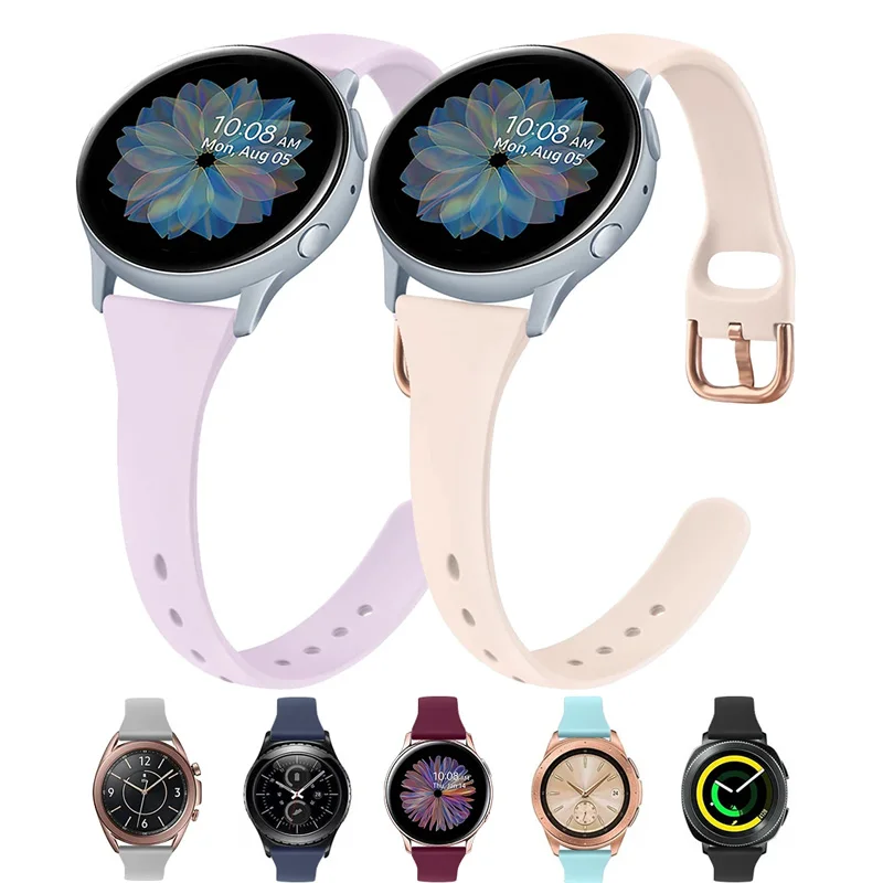 20mm silikonowy pasek do zegarka Samsung Gear S2 Classic/Galaxy Active2 pasek Amazfit Bip/GTS/Amazfit GTR/GTS 2/Huawei zegarek GT2