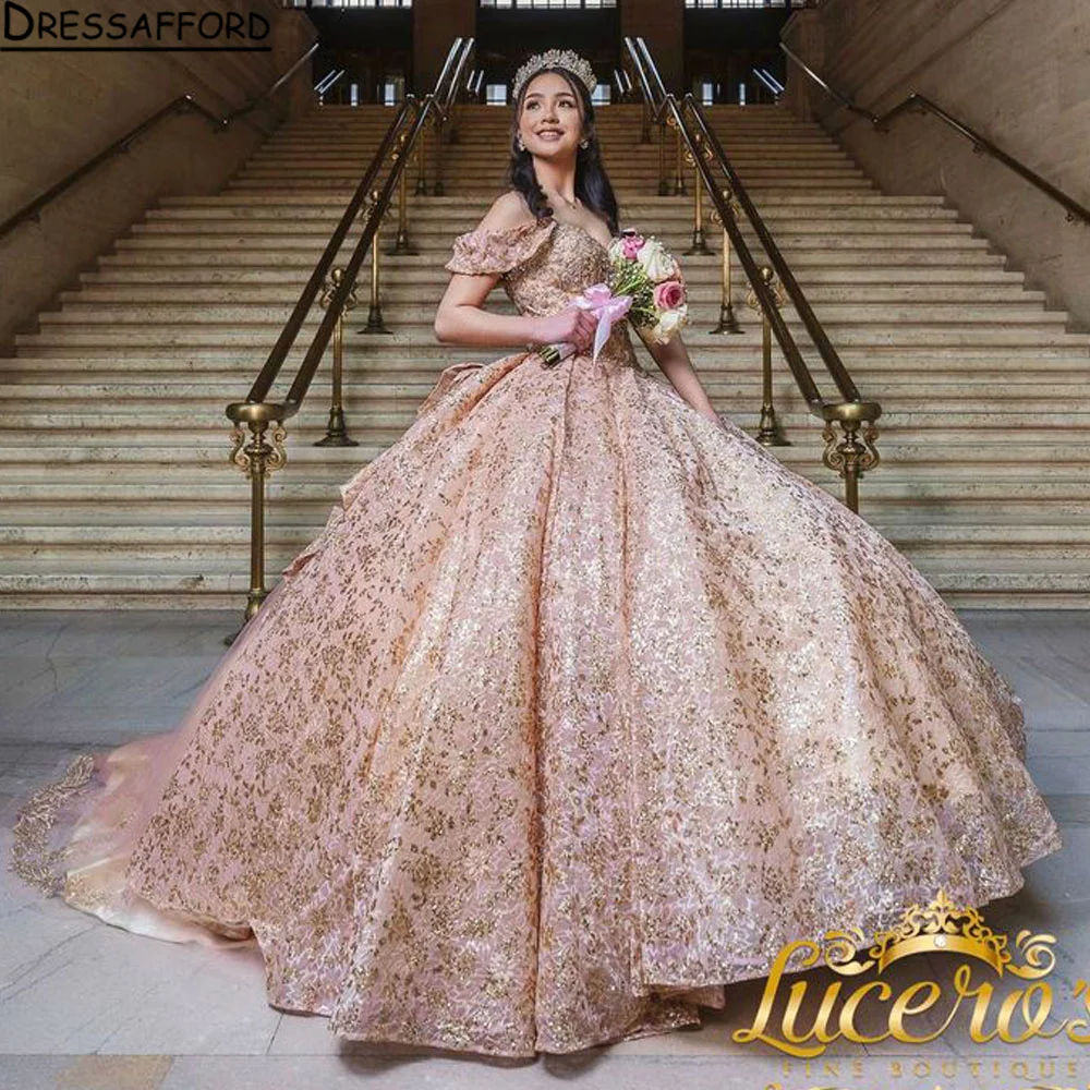 Newest Sweetheart Neck Sweet 16 Quinceanera Dress 2024 Sparkly Lace Appliques Sequins Princess Ball Gown Vestidos De 15 Anos