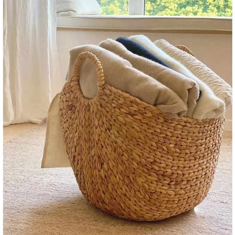 

Natural Rattan Woven Dirty Clothes Bucket Multi Functional Clothes Basket Living Room Large Toy Storage Practical Home Supplies