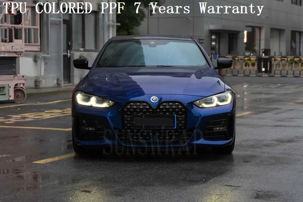 

2026 Готиан Синий Цвет PPF ТПУ Защитная пленка для краски Ударопрочная анти-УФ-синяя пленка Gentian для автомобиля 5x52 фута/рулон