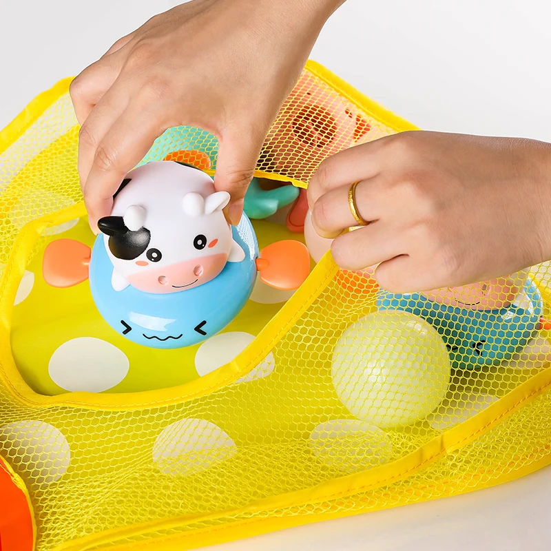 Kids Bath Toys Organizer Tub Toy Storage Mesh Net Bags with Suction Cup Cute Duck Frog Mesh Net Water Toy Storage Bag For Kids